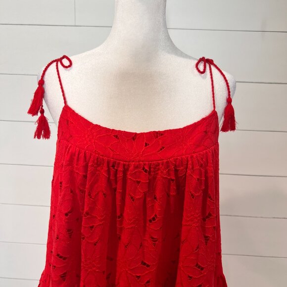 Altar'd State Red Eyelet Sundress with Tassle Straps Size L - Picture 2 of 8